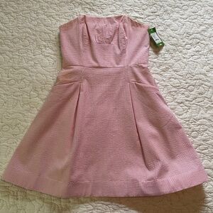 Lilly Pulitzer Blossom Dress in pink/white seersucker stripe